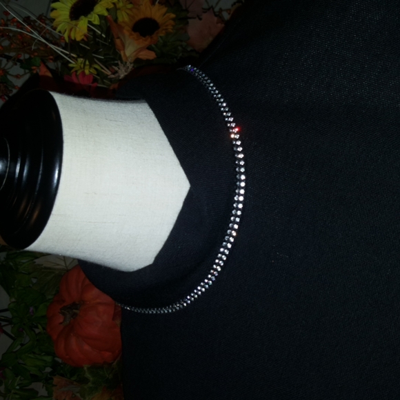 RARE Vintage Professionally Tailored Elegant Rhinestone Neckline Black Tie Top S - Picture 12 of 16
